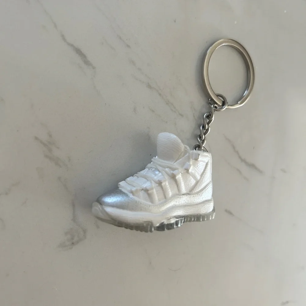 Air Jordan 11 Retro Sneaker Keychain – White/Silver, New
